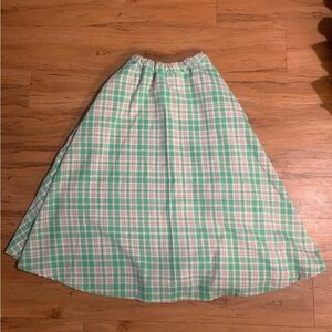 Pink and green plaid maxi skirt